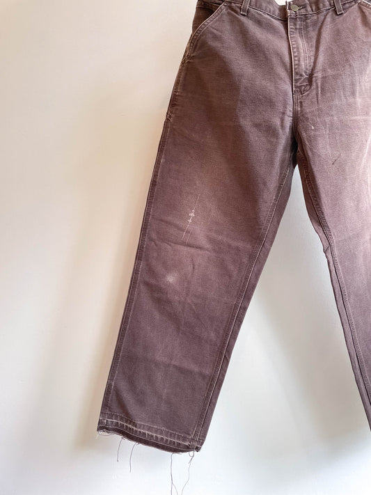 Faded Brown Released Hem Single Knee Pants - Large