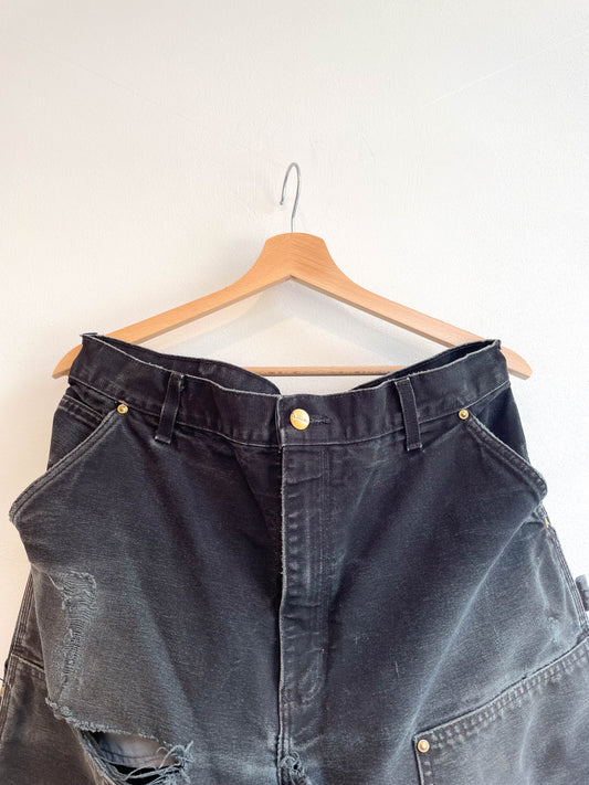 Vintage Carhartt Faded Black Double Knee Pants - Extra Large