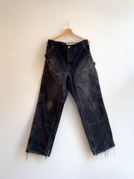 Vintage Carhartt Faded Black Double Knee Pants - Extra Large