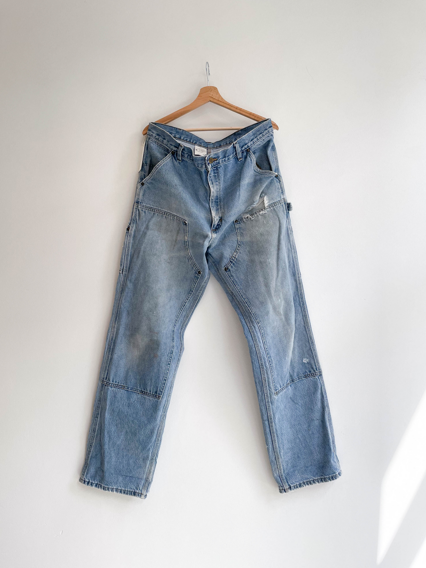 Union Made Distressed Faded Double Knee Denim - Exrta Large