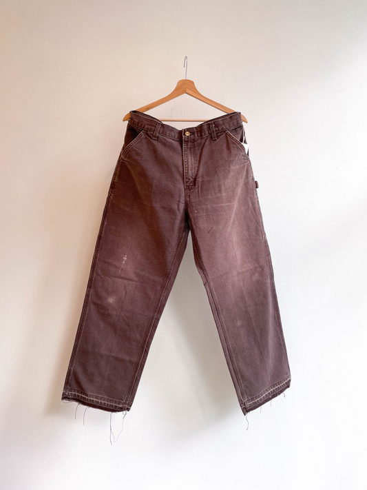 Faded Brown Released Hem Single Knee Pants - Large