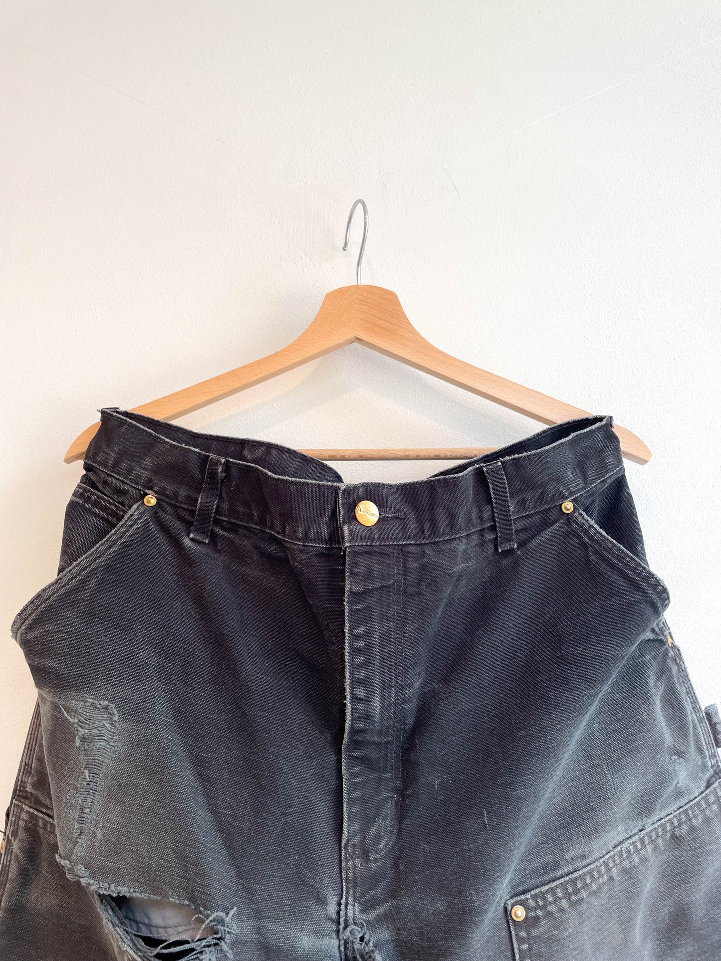 Vintage Carhartt Faded Black Double Knee Pants - Extra Large