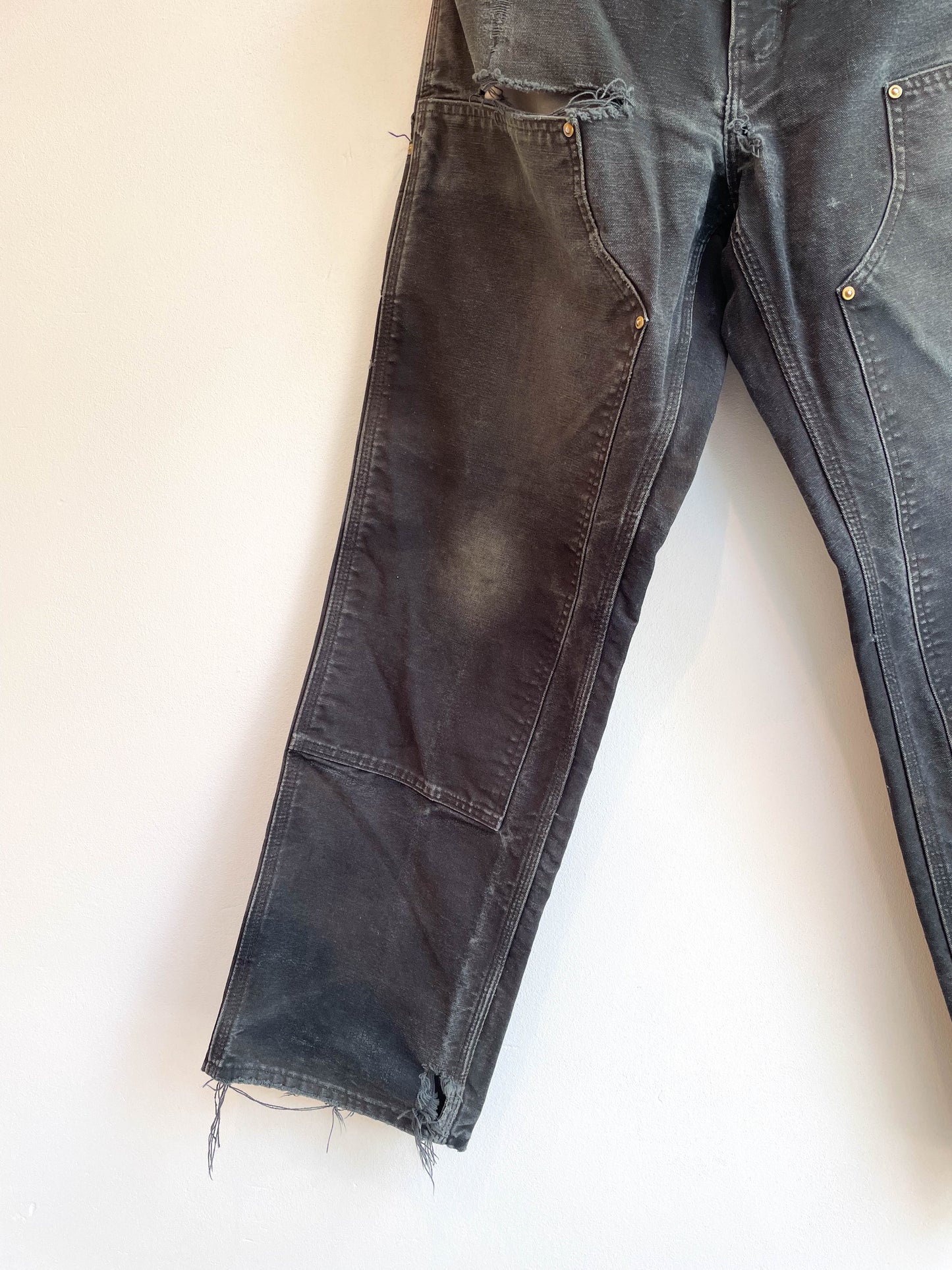 Vintage Carhartt Faded Black Double Knee Pants - Extra Large