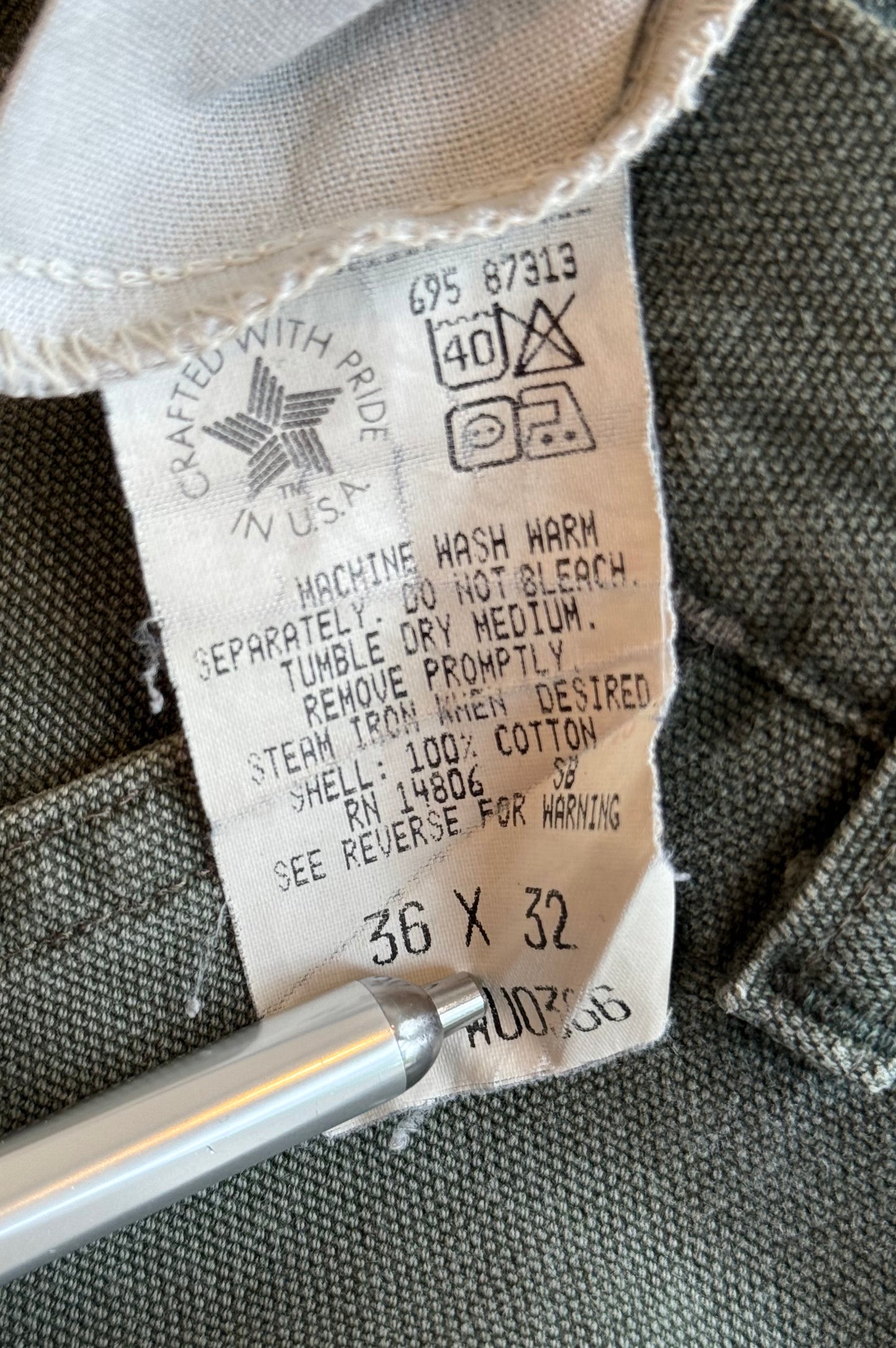 Vintage Green Carhartt Single Side Pocket Single Knee Pants - Extra Large