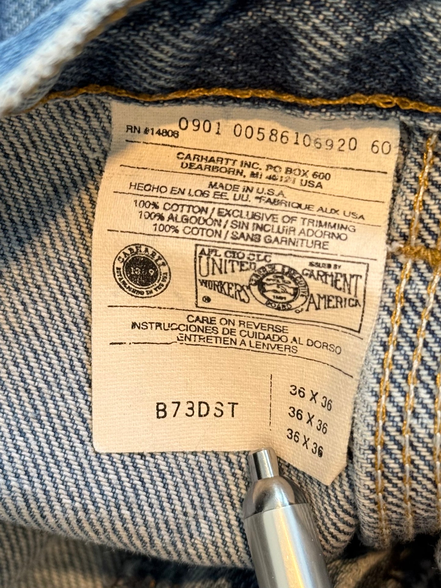 Vintage Carhartt Union Made Denim Double Knees - Extra Large